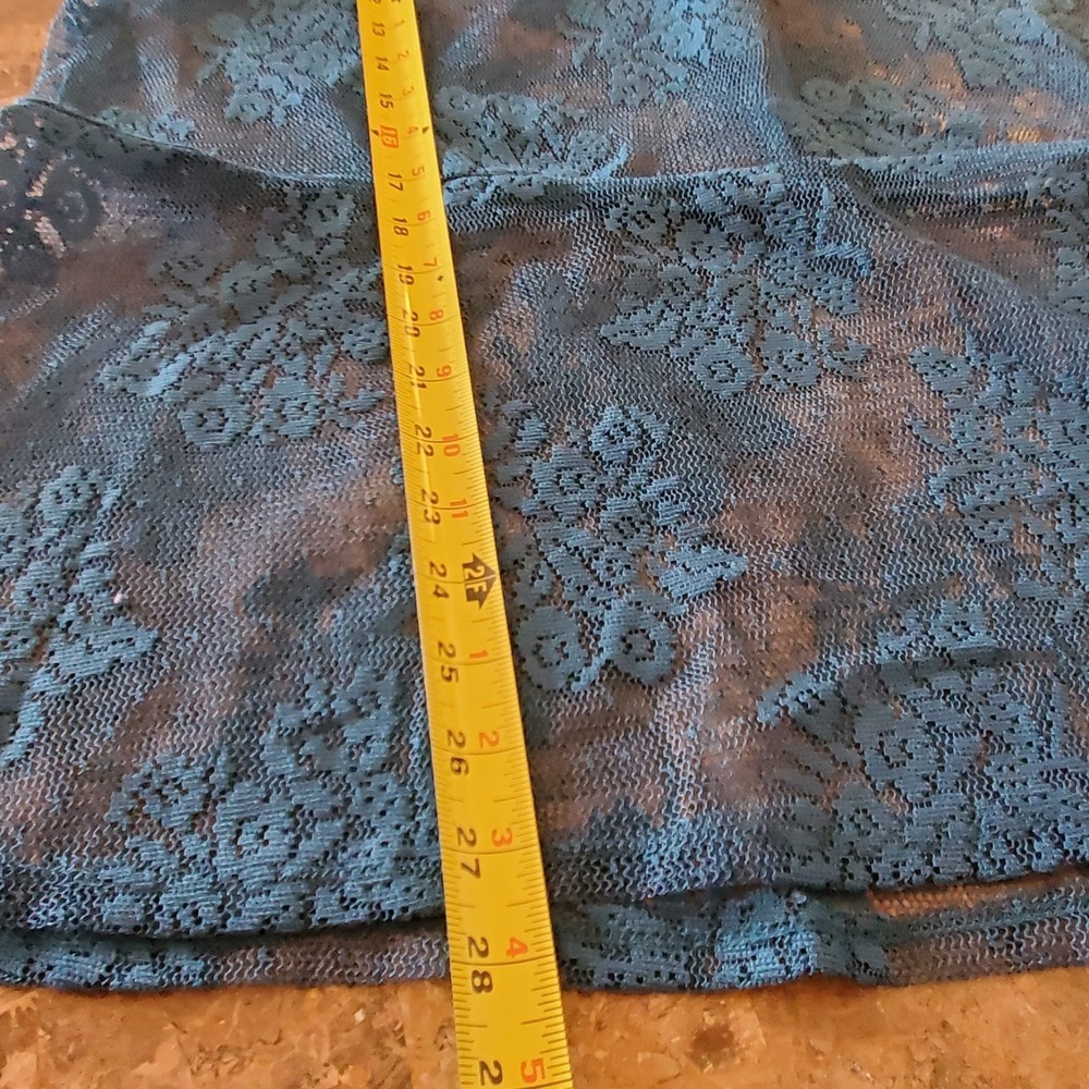 Lane Bryant sz 18/20 sheer lace Teal‎ Blue short slv peplum top boho going out - Picture 8 of 10